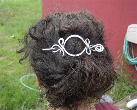 Large Celtic Hair Slide With Stick, Open Eye With Twist 